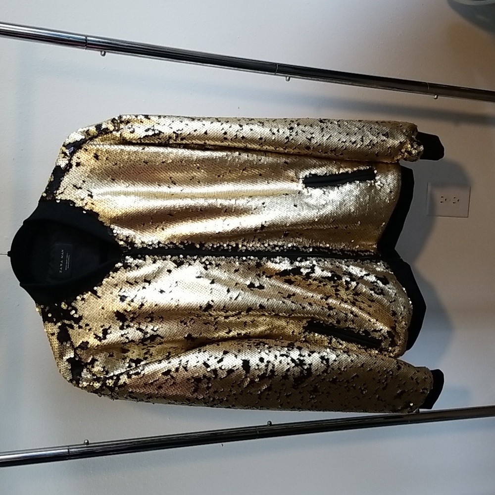 ZARA MAN Sequin Bomber Jacket